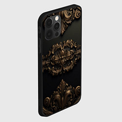 Чехол для iPhone 12 Pro Объемные темные золотые узоры, цвет: 3D-черный — фото 2