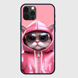 Чехол для iPhone 12 Pro Кошка в капюшоне, цвет: 3D-черный
