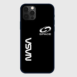 Чехол для iPhone 12 Pro Nasa space logo white, цвет: 3D-черный