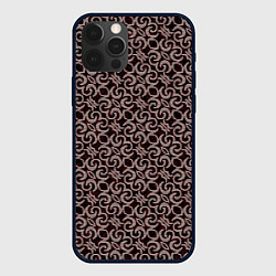 Чехол для iPhone 12 Pro Бордовый крупный кружевной узор, цвет: 3D-черный
