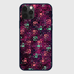Чехол для iPhone 12 Pro Тёмный пурпурный текстурированный кубики, цвет: 3D-черный
