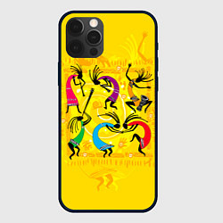Чехол для iPhone 12 Pro Танцующие Кокопелли, цвет: 3D-черный