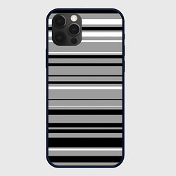 Чехол iPhone 12 Pro Серый в чёрную полоску