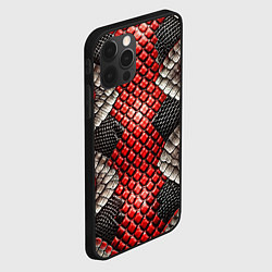 Чехол для iPhone 12 Pro Змеиная объемная текстурная красная шкура, цвет: 3D-черный — фото 2