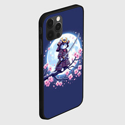 Чехол для iPhone 12 Pro Котёнок самурай - цветущая сакура, цвет: 3D-черный — фото 2