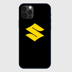 Чехол для iPhone 12 Pro Suzuki logo yellow, цвет: 3D-черный