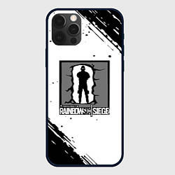 Чехол для iPhone 12 Pro Rainbow six текстура лого шутер, цвет: 3D-черный
