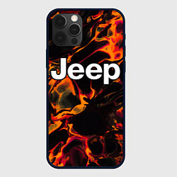 Чехол для iPhone 12 Pro Jeep red lava, цвет: 3D-черный