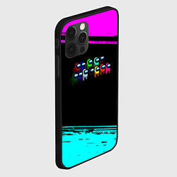 Чехол для iPhone 12 Pro Among us neon colors, цвет: 3D-черный — фото 2
