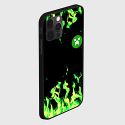 Чехол для iPhone 12 Pro Minecraft green flame, цвет: 3D-черный — фото 2