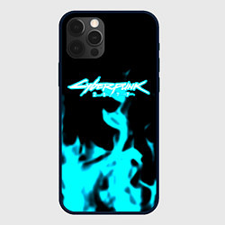 Чехол для iPhone 12 Pro Cyberpunk neon flame, цвет: 3D-черный