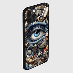 Чехол для iPhone 12 Pro Стимпанк композиция с глазом - нейросеть, цвет: 3D-черный — фото 2