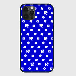 Чехол для iPhone 12 Pro Roblox blue pattern, цвет: 3D-черный