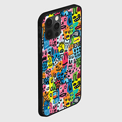 Чехол для iPhone 12 Pro Весёлые лица абстрактные, цвет: 3D-черный — фото 2