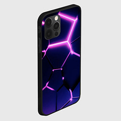 Чехол для iPhone 12 Pro Сине-фиолетовые неоновые плиты в разломе, цвет: 3D-черный — фото 2