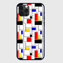 Чехол для iPhone 12 Pro Геометрия цветных Пит Мондриан, цвет: 3D-черный