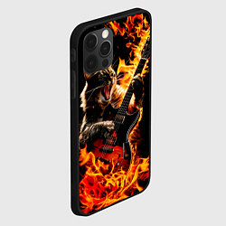 Чехол для iPhone 12 Pro Кот в огне играет рок, цвет: 3D-черный — фото 2