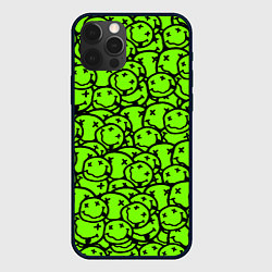 Чехол для iPhone 12 Pro Nirvana green logo smile, цвет: 3D-черный