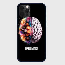 Чехол для iPhone 12 Pro Открой разум: мозг с цветами - Open mind, цвет: 3D-черный