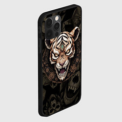 Чехол для iPhone 12 Pro Магический тигр с древними рунами, цвет: 3D-черный — фото 2