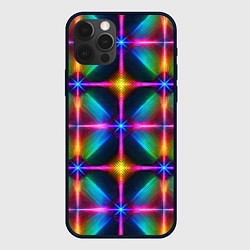 Чехол для iPhone 12 Pro Неоновые лучи - калейдоскоп, цвет: 3D-черный