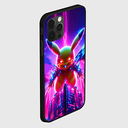 Чехол для iPhone 12 Pro Neon horror - cyber Pikachu, цвет: 3D-черный — фото 2