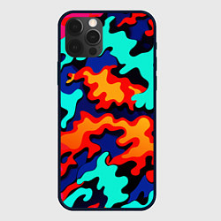 Чехол для iPhone 12 Pro Разноцветный кислотный камуфляж, цвет: 3D-черный