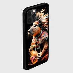 Чехол для iPhone 12 Pro Капибара этнический индеец, цвет: 3D-черный — фото 2