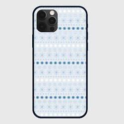 Чехол для iPhone 12 Pro Светлый паттерн со снежинками, цвет: 3D-черный
