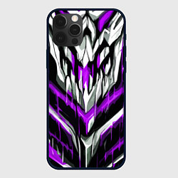 Чехол для iPhone 12 Pro Фиолетово-белые ломаные клыки, цвет: 3D-черный