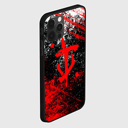 Чехол для iPhone 12 Pro Doom - красные краски и лого, цвет: 3D-черный — фото 2