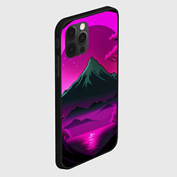 Чехол для iPhone 12 Pro Темная гора в фиолетовом закате Япония, цвет: 3D-черный — фото 2