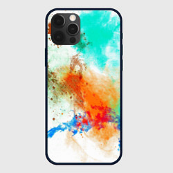 Чехол для iPhone 12 Pro Штрихи красок цветные, цвет: 3D-черный