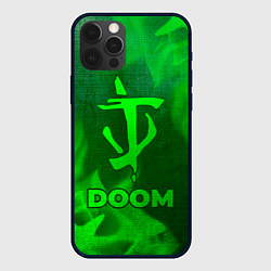 Чехол для iPhone 12 Pro Doom - green gradient, цвет: 3D-черный