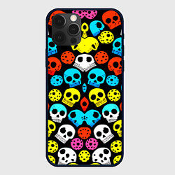 Чехол для iPhone 12 Pro Прикольный цветной паттерн из черепков - нейроарт, цвет: 3D-черный