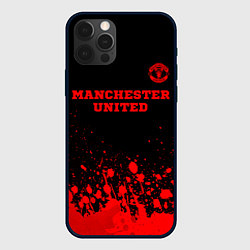 Чехол для iPhone 12 Pro Manchester United - red gradient посередине, цвет: 3D-черный