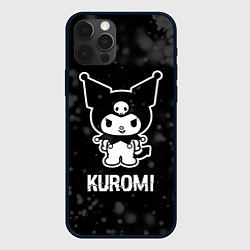 Чехол для iPhone 12 Pro Kuromi glitch на темном фоне, цвет: 3D-черный