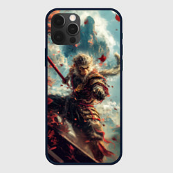 Чехол для iPhone 12 Pro Wukong с посохом, цвет: 3D-черный