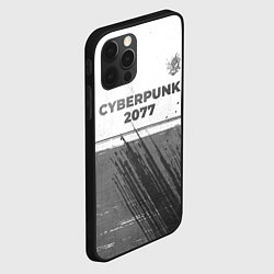 Чехол для iPhone 12 Pro Cyberpunk 2077 - white gradient посередине, цвет: 3D-черный — фото 2