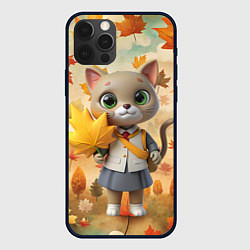 Чехол для iPhone 12 Pro Кошечка школьница, цвет: 3D-черный
