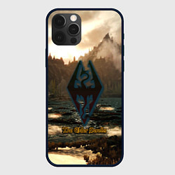 Чехол для iPhone 12 Pro Skyrim logo природа, цвет: 3D-черный