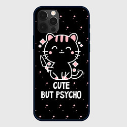 Чехол для iPhone 12 Pro Cute but psycho cat, цвет: 3D-черный