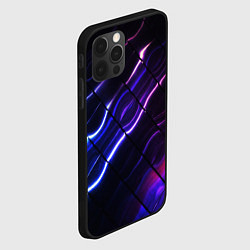 Чехол для iPhone 12 Pro Неоновые линии разводы, цвет: 3D-черный — фото 2