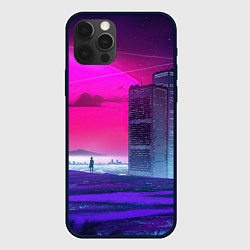 Чехол для iPhone 12 Pro Synthwave неоновый город, цвет: 3D-черный