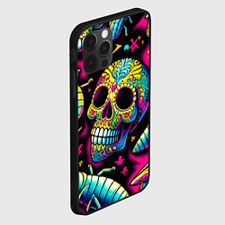 Чехол для iPhone 12 Pro Мексиканский череп и личинки насекомых - нейроарт, цвет: 3D-черный — фото 2