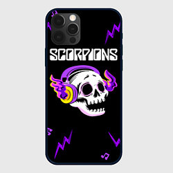 Чехол для iPhone 12 Pro Scorpions неоновый череп, цвет: 3D-черный