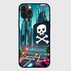 Чехол для iPhone 12 Pro Minecraft district with skull - ai art fantasy, цвет: 3D-черный