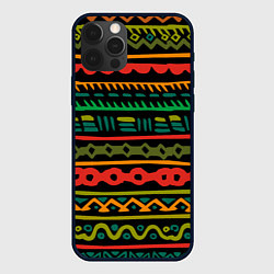 Чехол для iPhone 12 Pro Ethnic ornament on black, цвет: 3D-черный