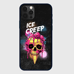 Чехол для iPhone 12 Pro Ice creep - рожок мороженого черепа, цвет: 3D-черный