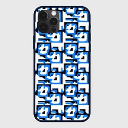 Чехол для iPhone 12 Pro Чёрно-синие фигуры на белом фоне, цвет: 3D-черный